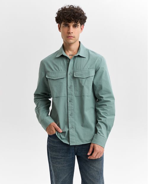 Camisa manga larga cuello camisero para hombre