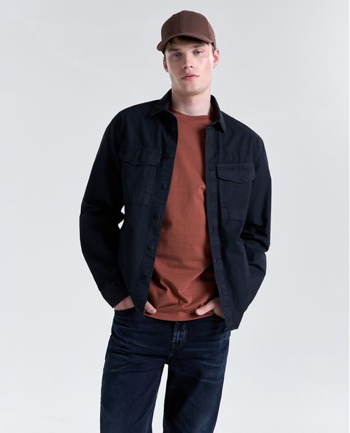 Camisa manga larga cuello camisero para hombre