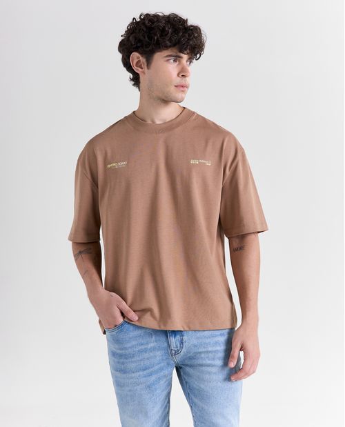 Camiseta oversize manga corta cuello redondo para hombre
