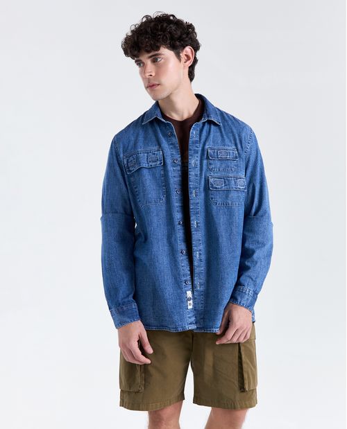 Camisa manga larga cuello clásico para hombre