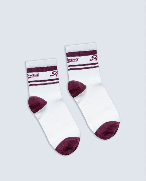 Calcetines altura media en algodón con detalles borgoña