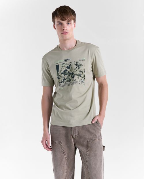 Camiseta estampado gráfico manga corta cuello redondo para hombre