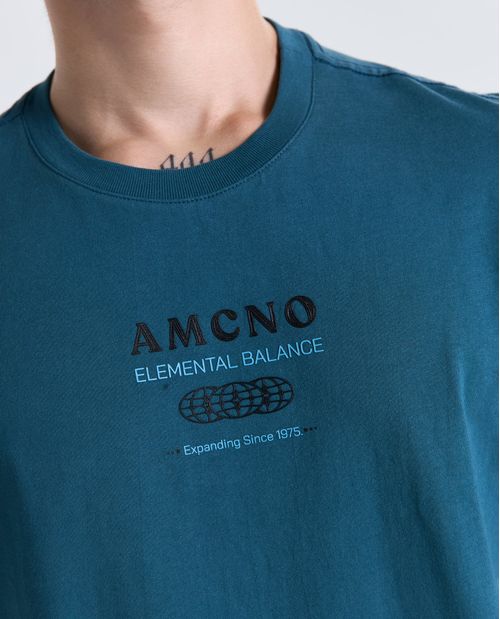 Camiseta estampado gráfico manga corta cuello redondo para hombre