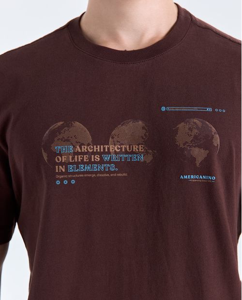 Camiseta estampado gráfico manga corta cuello redondo para hombre