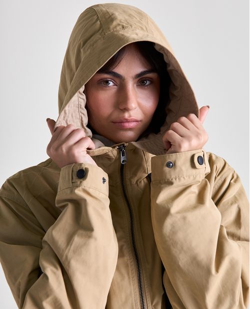 Chaqueta parka capucha ajustable para mujer