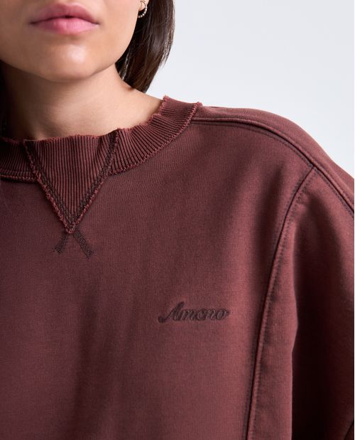 Buzo cerrado en algodón caída recta con pequeño logo