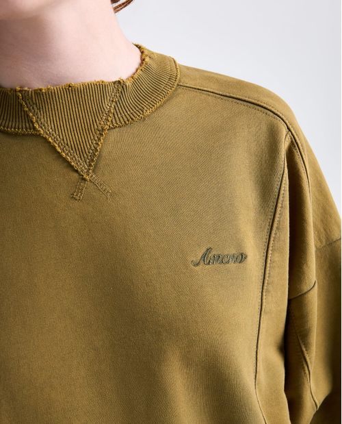 Buzo cerrado en algodón caída recta con pequeño logo