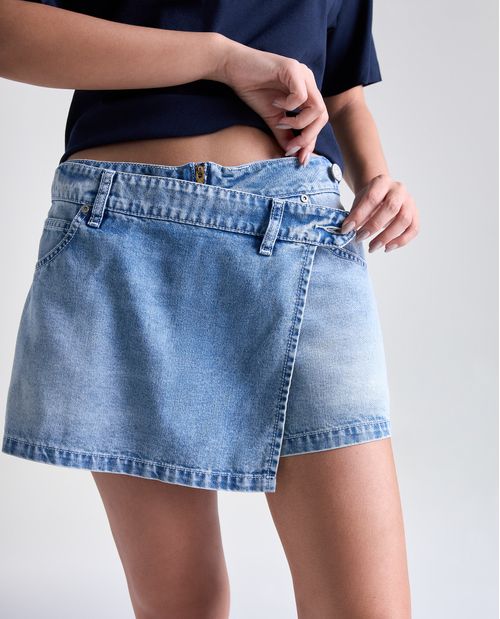 Shorts denim medio tiro para mujer
