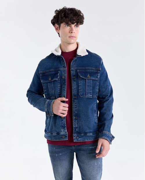 Chaqueta regular cuello alto para hombre