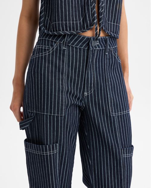 Jean Recto Cargo Tiro Medio para Mujer