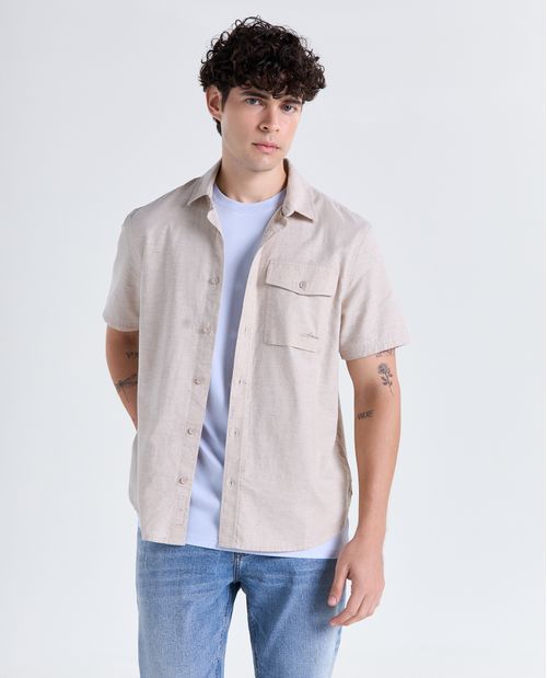 Camisa manga corta cuello clásico para hombre