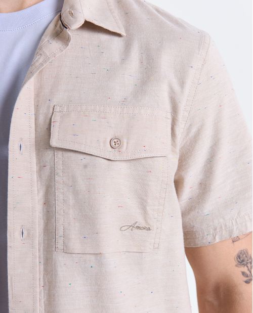 Camisa manga corta cuello clásico para hombre