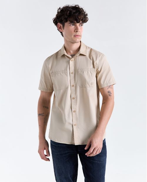 Camisa manga corta cuello clásico para hombre