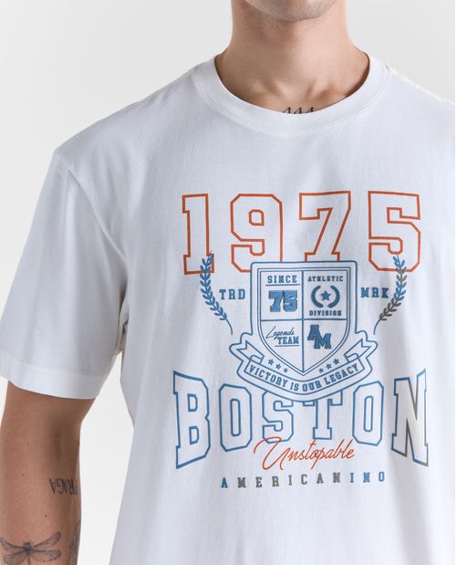 Camiseta estampado frontal manga corta cuello redondo para hombre