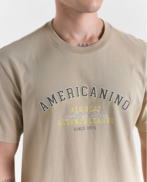 Camiseta estampado frontal manga corta cuello redondo para hombre