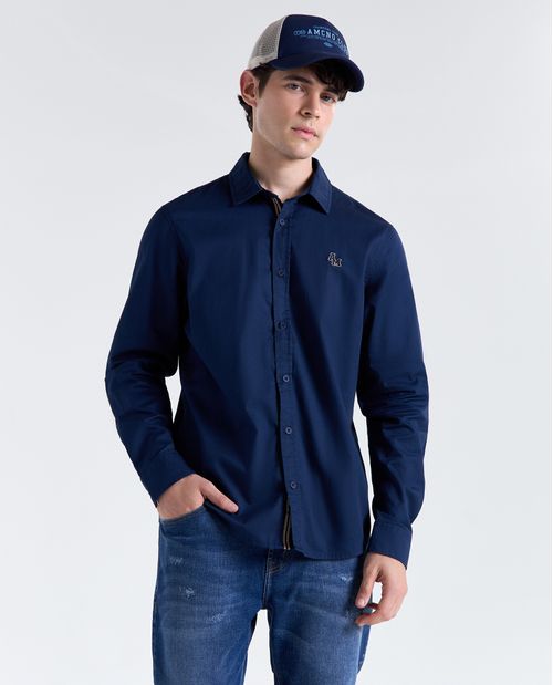 Camisa manga larga cuello clásico para hombre