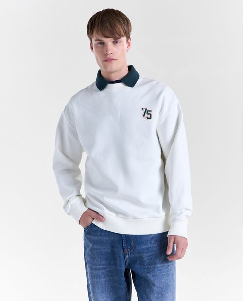 Buzo cerrado en algodón caída recta con bordado