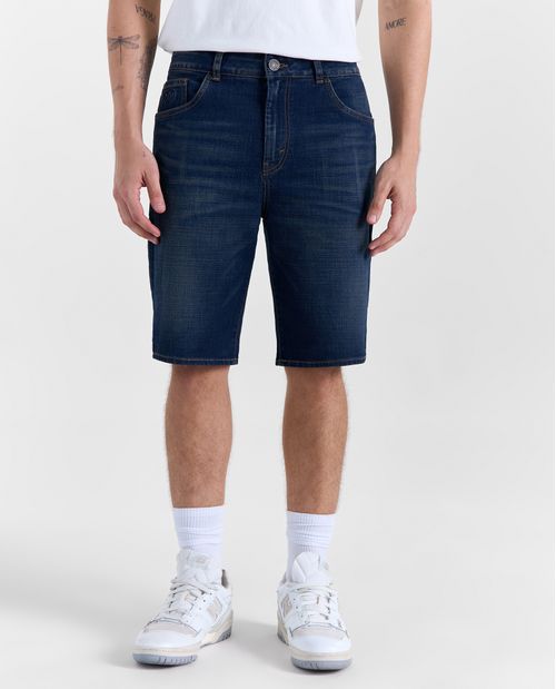 Bermuda Regular Denim clásico tiro medio