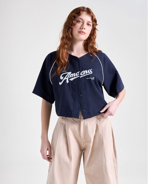 Camiseta logo vintage manga corta para mujer