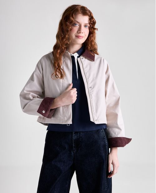 Chaqueta regular en algodón cuello alto