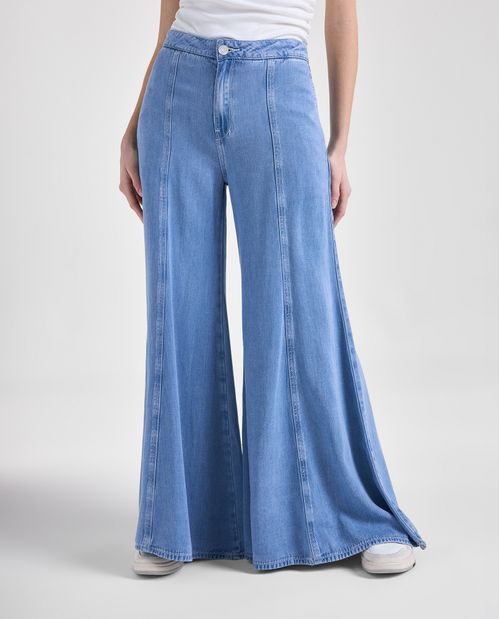 Jean Wide Leg Flare medio para mujer