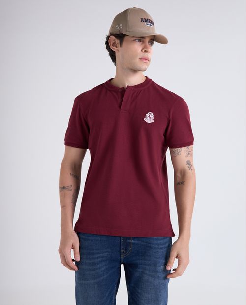 Camisa efecto manga corta cuello Neru para hombre