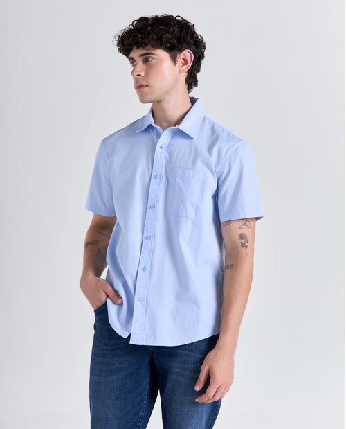 Camisa estampado floral manga corta cuello camisero para hombre