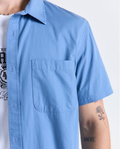 Camisa estampado floral manga corta cuello camisero para hombre