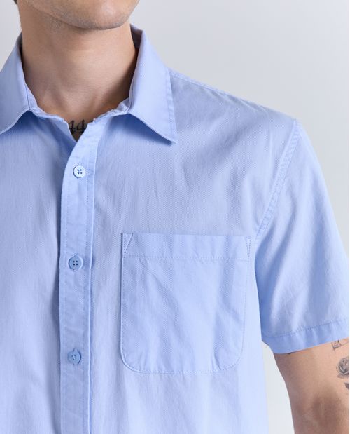 Camisa estampado floral manga corta cuello camisero para hombre