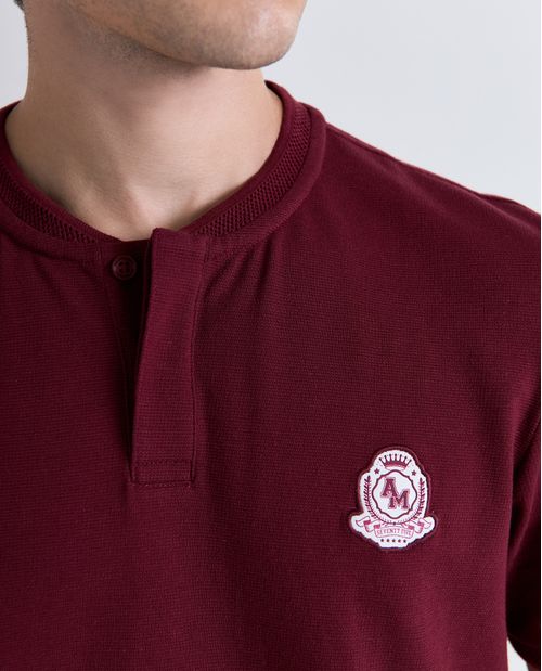 Camisa efecto manga corta cuello Neru para hombre