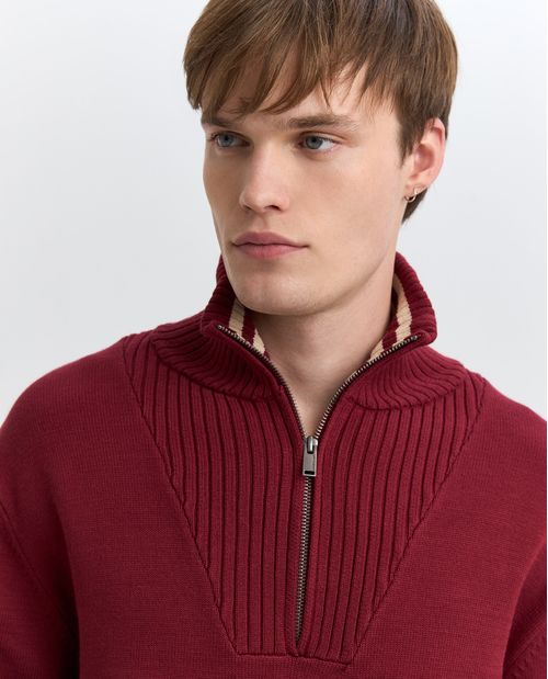 Buzo regular en viscosa con cuello alto y cremallera