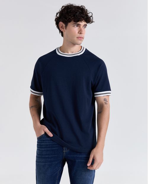 Camiseta detalles en contraste manga corta cuello redondo para hombre