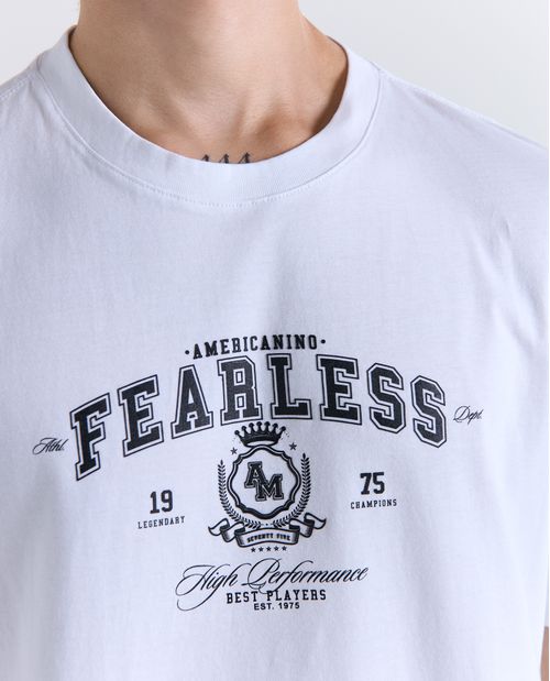 Camiseta estampado localizado manga corta cuello redondo para hombre