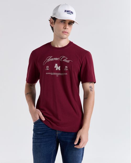 Camiseta estampado localizado manga corta cuello redondo para hombre