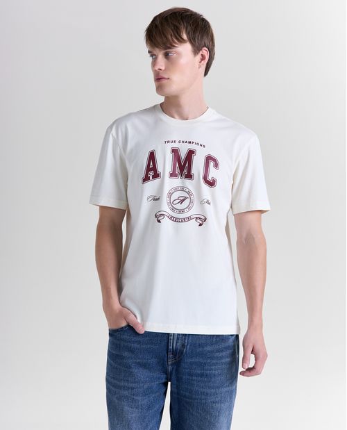 Camiseta estampado localizado manga corta cuello redondo para hombre