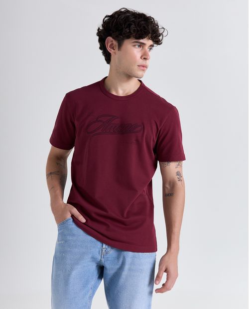 Camiseta textura manga corta cuello redondo para hombre