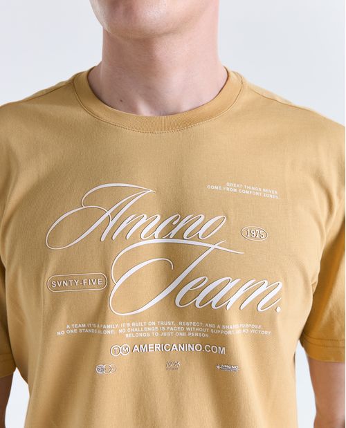 Camiseta estampado localizado manga corta cuello redondo para hombre