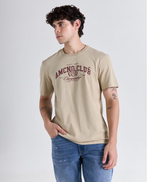 Camiseta estampado localizado manga corta cuello redondo para hombre