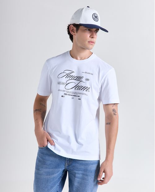 Camiseta estampado localizado manga corta cuello redondo para hombre