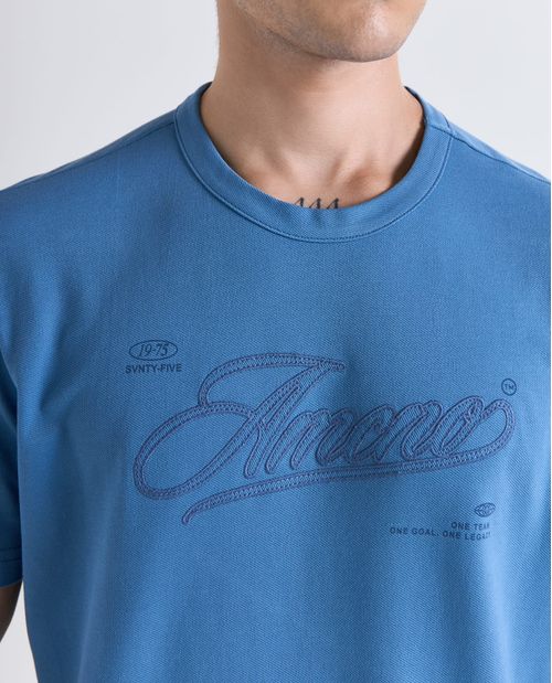 Camiseta textura manga corta cuello redondo para hombre