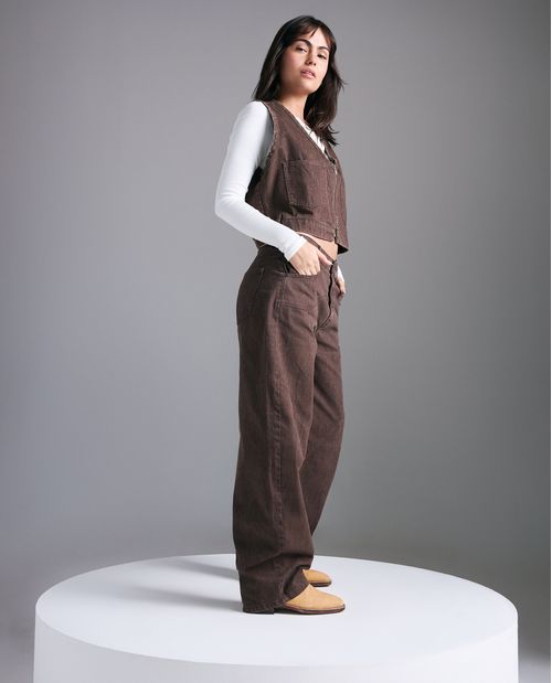 Chaqueta sin mangas cuello en V para mujer