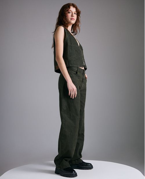 Chaqueta sin mangas cuello en V para mujer