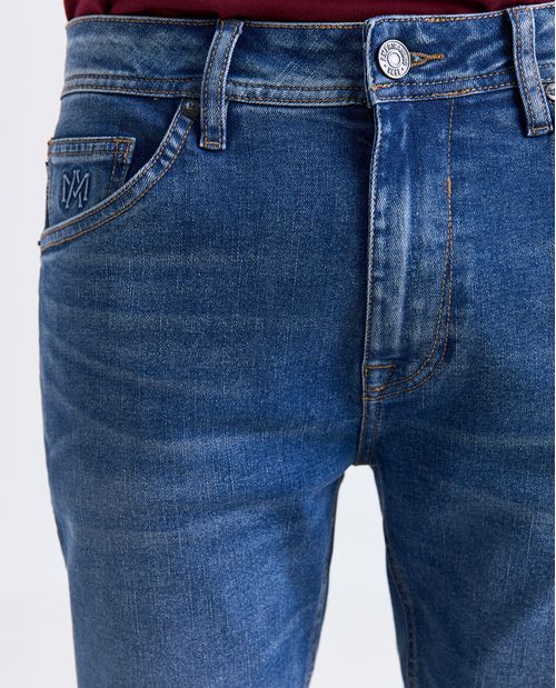 Jean Skinny bordados variados tiro bajo para hombre