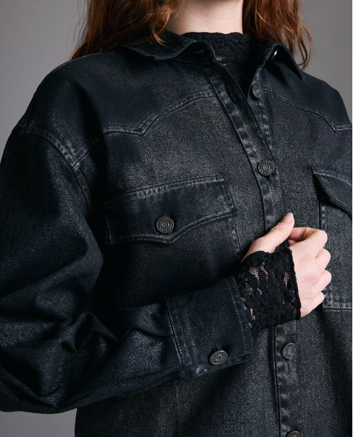 Chaqueta regular fit algodón cuello en V para mujer