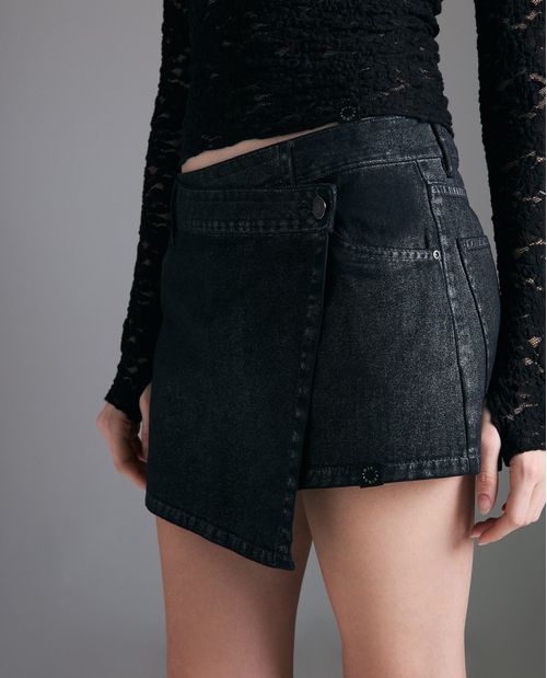Falda short denim medio tiro para mujer