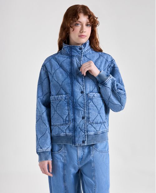 Chaqueta acolchada cuello alto para mujer