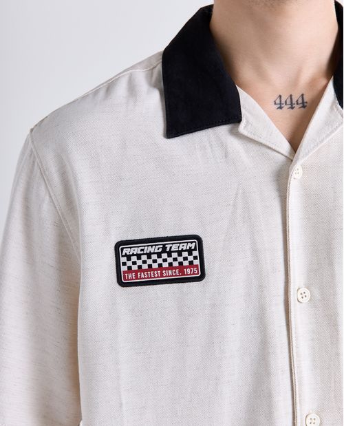 Camisa oversize manga corta cuello sport para hombre