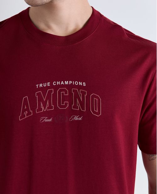 Camiseta slim estampado localizado manga corta cuello redondo para hombre