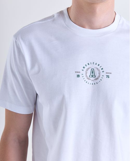 Camiseta slim estampado localizado manga corta cuello redondo para hombre
