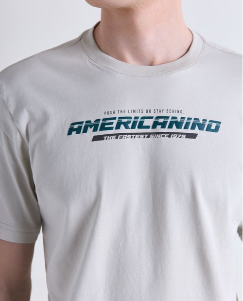 Camiseta estampado localizado manga corta cuello redondo para hombre